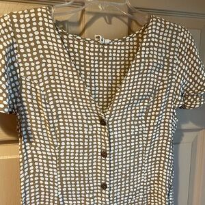 Rip Curl Tan and White Dot High-Low Dress